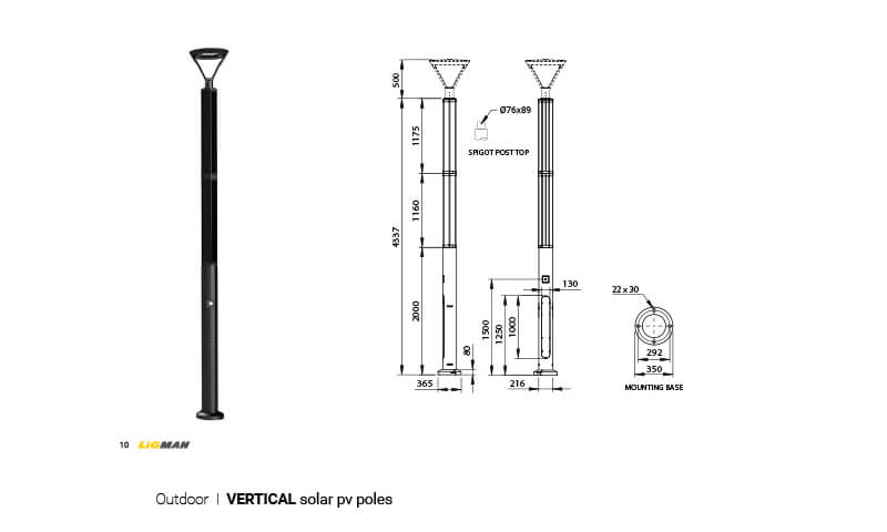 LIGMAN Vertical Solar Panel Lighting Poles 12-1