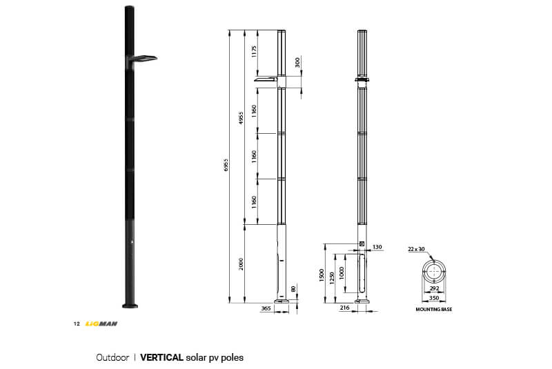 LIGMAN Vertical Solar Panel Lighting Poles 14-1