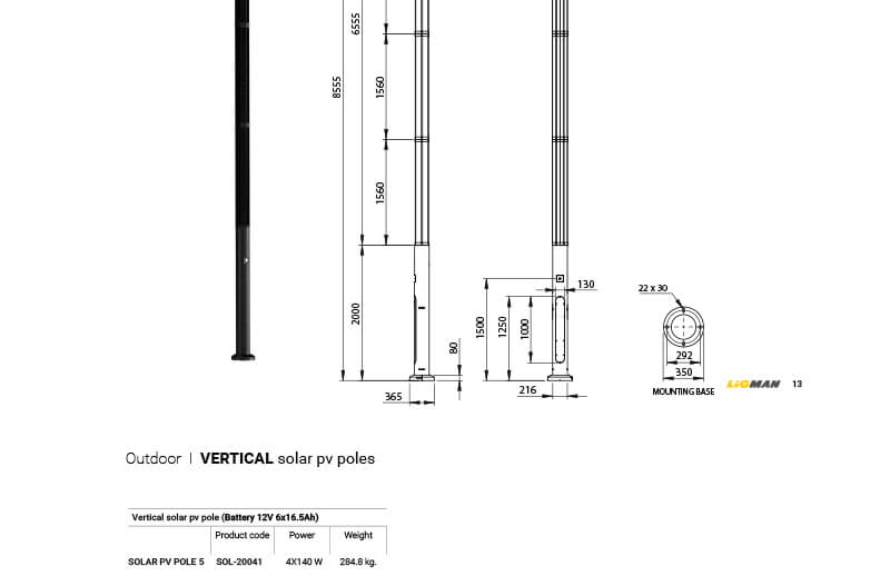 LIGMAN Vertical Solar Panel Lighting Poles 15-1